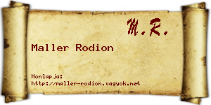 Maller Rodion névjegykártya